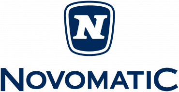 NOVOMATIC Logo, Shortbrand mit Schriftzug in Dunkelblau