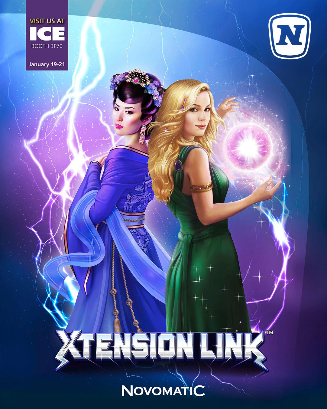 Zwei Charaktere vor einem Blitz mit dem Schriftzug Xtension Link